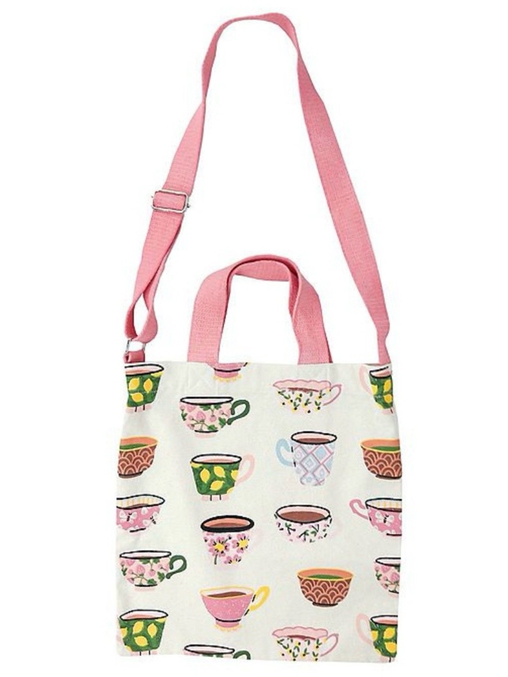 Reusable Crossbody “Beige Cups” Design Tote Bag (NWT)